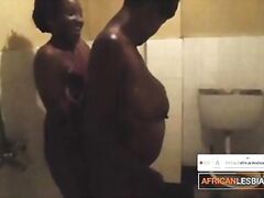 Nigerian girls meet for hot lesbian shower and rough pussy r